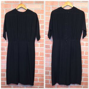 Vintage 50s 60s Spector & Shanler Black Midi Dress Classic Union Made Size 18